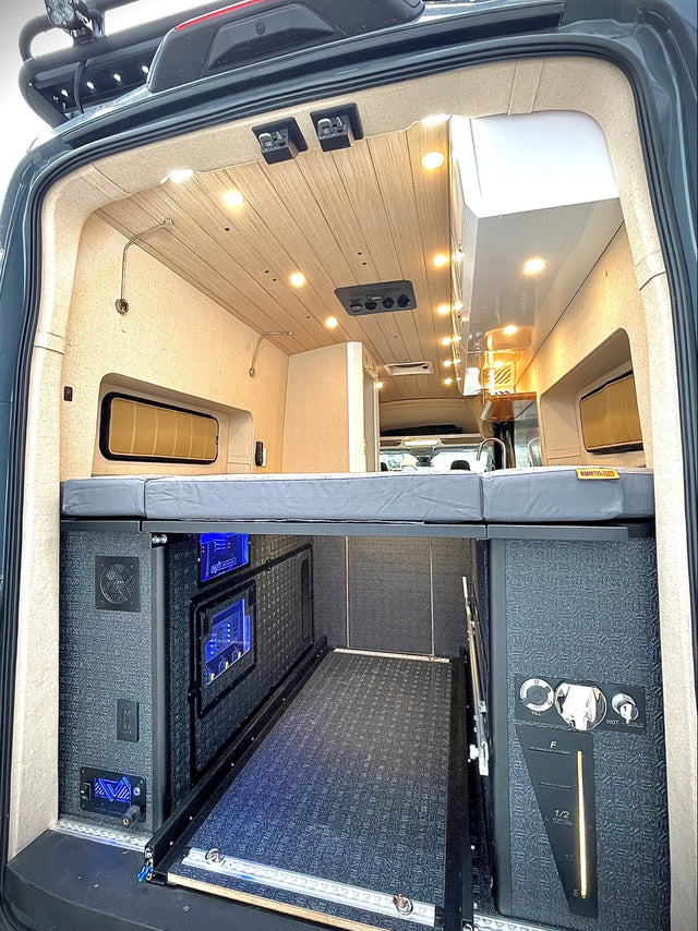 Inside a Limitless van with pre wired electrical system