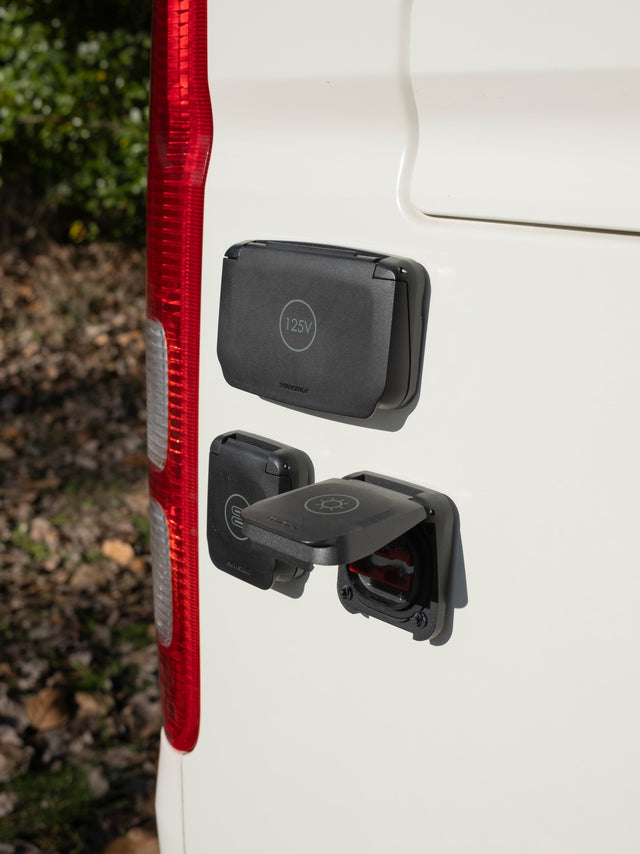 The back of a van with the Ventura Series outlets installed