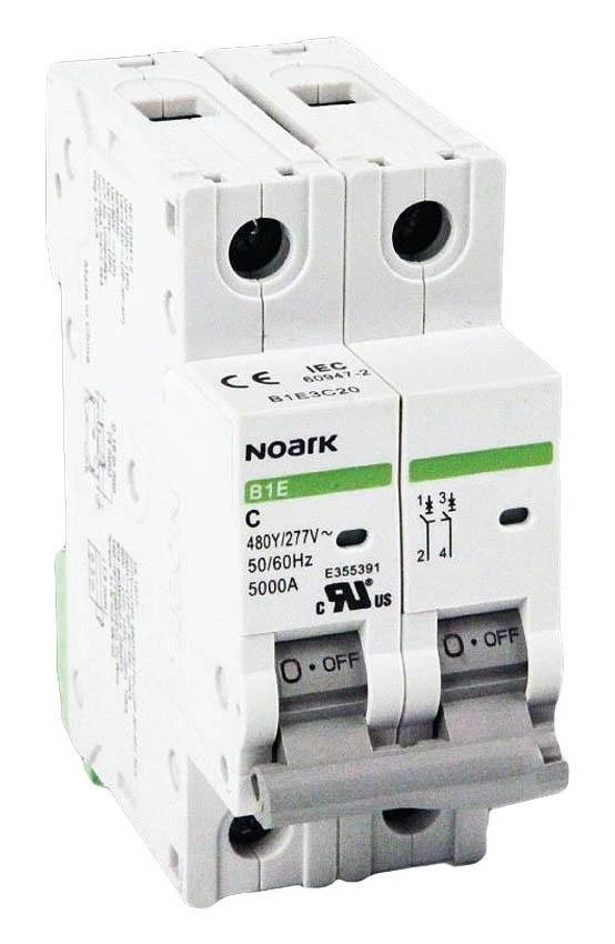 Noark 2-Pole Din Rail Mount Circuit Breaker, 480Y/277VAC, UL1077