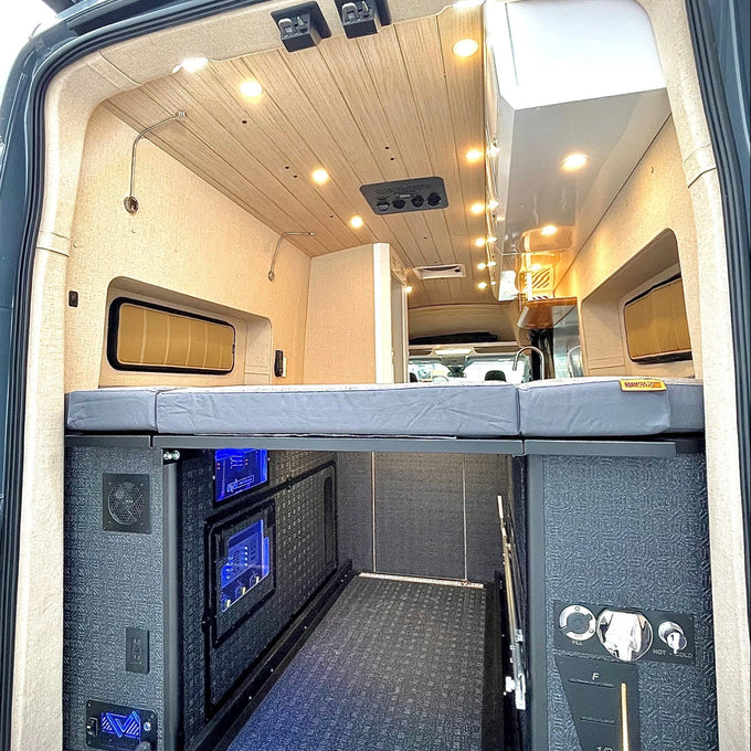 Inside a Limitless van with pre wired electrical system