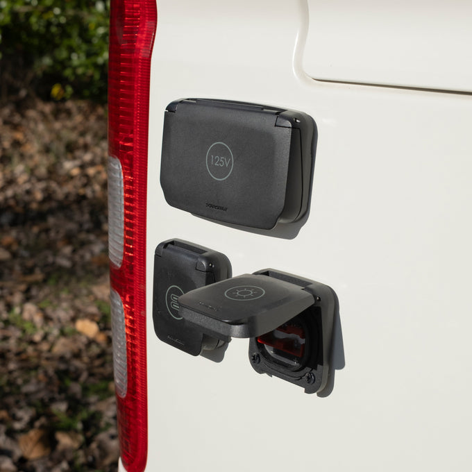 The back of a van with the Ventura Series outlets installed 