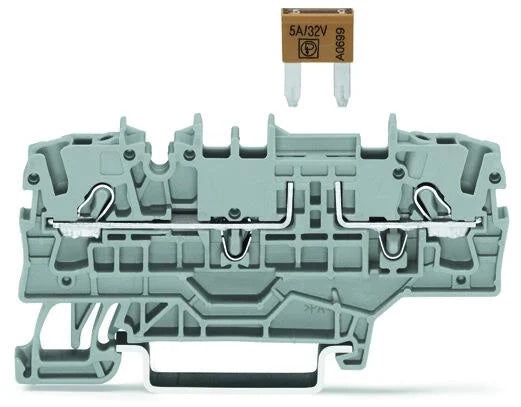 Topjobs Rail Mount 2-Conductor Fuse Terminal Block; Mini-auto Fuse; Additional Jumper Location