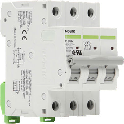 Noark 3-Pole Din Rail Mount Circuit Breaker,  480Vac/125Vdc, UL1077