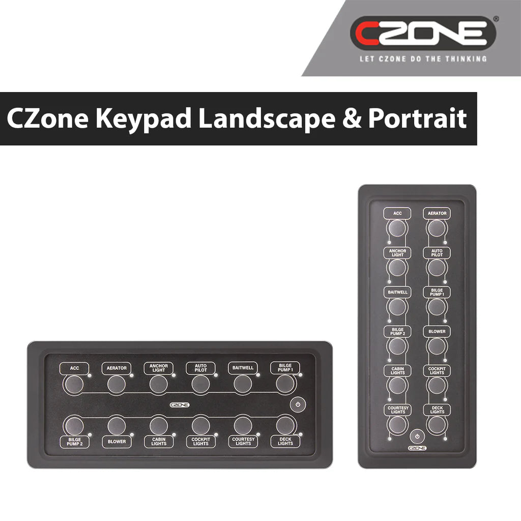 CZONE 12 Way Waterproof Keypads | Landscape 80-911-0164-00 | Portrait 80-911-0165-00
