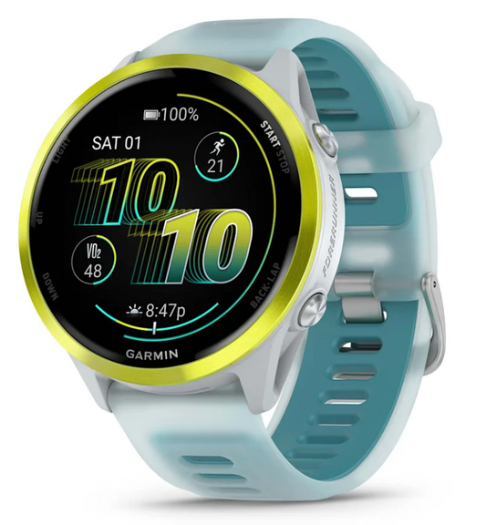 Forerunner 570 - 47mm, Amp Yellow Aluminum with Translucent Whitestone/Turquoise Band