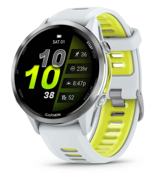 Forerunner 970, Titanium with Whitestone Case and Whitestone/Translucent Amp Yellow Band