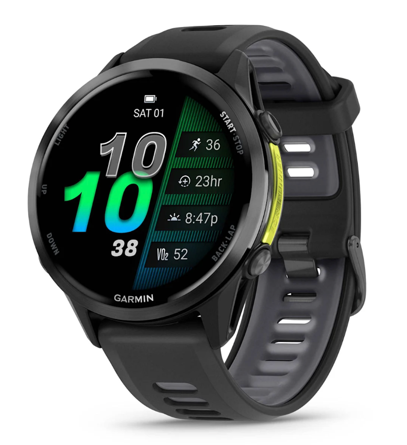 Forerunner 970, Carbon Gray DLC Titanium with Black Case and Black/Translucent Whitestone Band