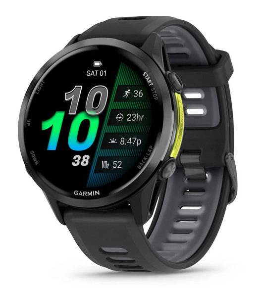 Forerunner 970, Carbon Gray DLC Titanium with Black Case and Black/Translucent Whitestone Band