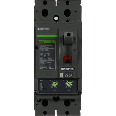Noark 2-Pole Din Rail Mount Circuit Breaker, UL489, 200A rated, lug connections, 600Vac