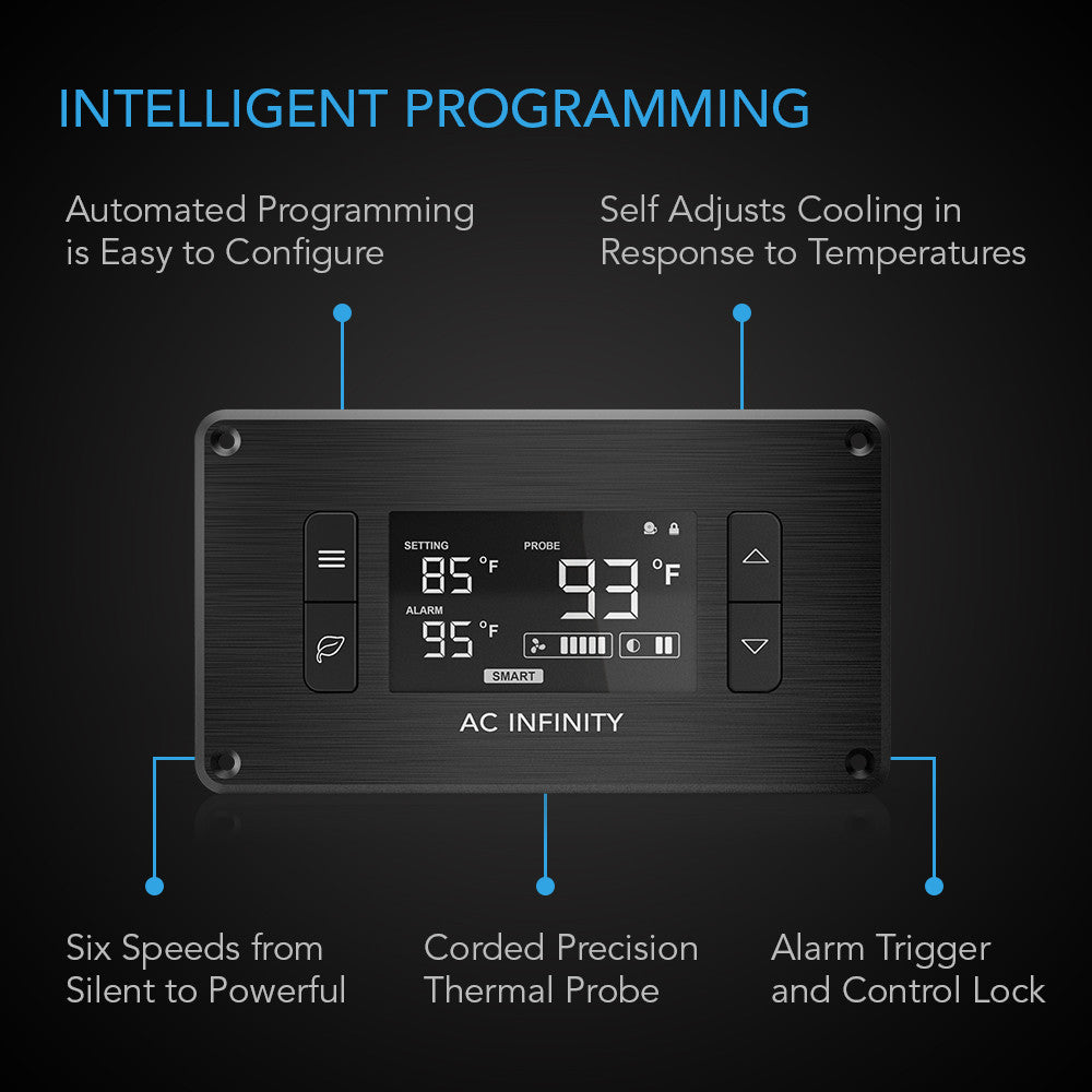 AIRPLATE T8, Quiet Cabinet Cooling Fan Dual 6" with Temperature Controller