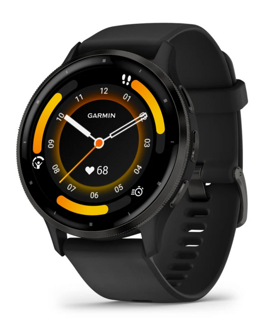 Venu 3, Slate Stainless Steel Bezel with Black Case and Silicone Band