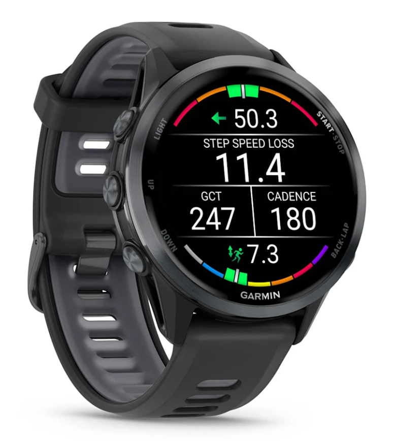 Forerunner 970, Carbon Gray DLC Titanium with Black Case and Black/Translucent Whitestone Band