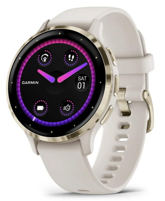 Venu 3S, Soft Gold Stainless Steel Bezel with Ivory Case and Silicone Band